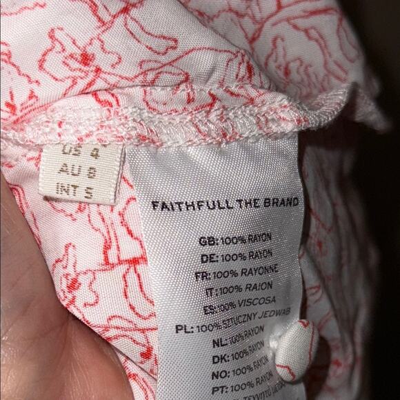 Faithfull The Brand Aurelie Midi Dress Calla red and white size 4 - Picture 6 of 10